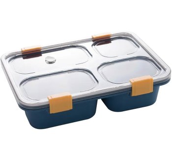 Lunchbox with Four Compartments and Lid, 1.2 l, Blue