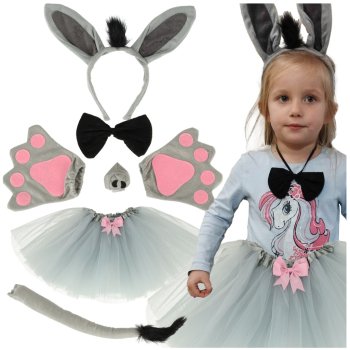 Kids Donkey Costume Fancy Dress Set with Tutu Skirt and Ears, 7-Piece