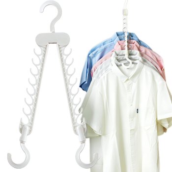 Space Saving Clothes Hanger, Foldable Wardrobe Organizer, 16 Slots, white