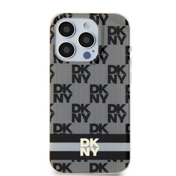 Apple iPhone 15 Plus 6.7'' DKNY IML Checkered Mono Pattern Printed Stripes MagSafe Case Cover, Black