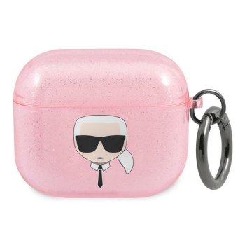 Karl Lagerfeld AirPods 3 Case Karl's Head Glitter, Pink
