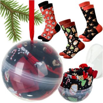 Christmas Socks Gift Set in Bauble 3 Pairs Size 38-43 Ruhhy 26438