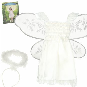 Kids Angel Costume with Halo and Wings for Nativity Play, Size M, White