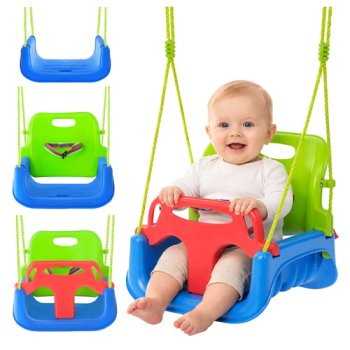 Kruzzel 3-in-1 Kids Swing for Home and Garden, Green-Blue