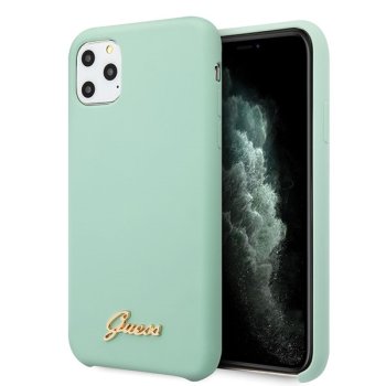Apple iPhone 11 Pro Max 6.5'' Guess Silicone Vintage Gold Logo Case Cover (GUHCN65LSLMGG), Green
