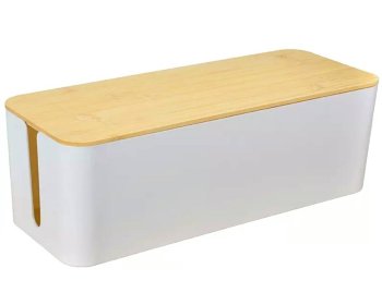Dustproof Cable Storage and Management Box Cord Organizer, White/Brown