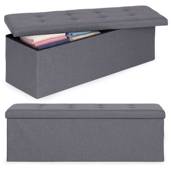 Storage Ottoman Bench 111x38 cm Upholstered ModernHome, dark grey