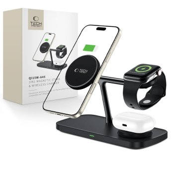 Tech-Protect QI15W-A45 3in1 Wireless Charger with MagSafe Apple Devices - Black