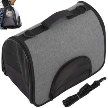 Large Soft-Sided Pet Carrier for Cats and Dogs, Grey