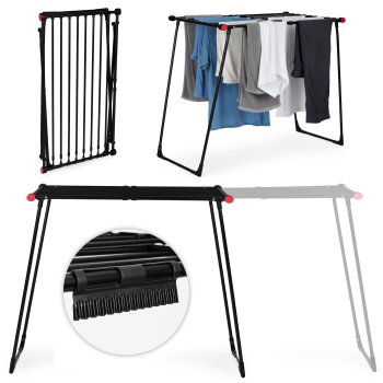 Extendable Clothes Drying Rack ModernHome Folding Laundry Stand 19m, black
