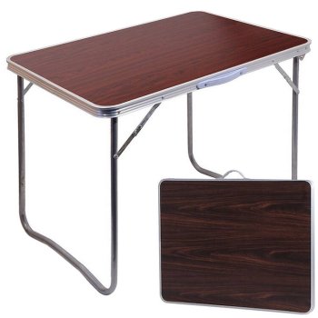 Folding Camping Table with Handle, Portable Garden Table, Brown