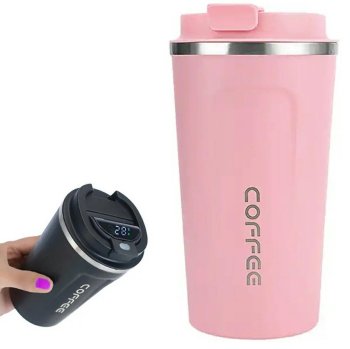 Smart Thermal Mug with LCD Temperature Display, 510 ml, Pink