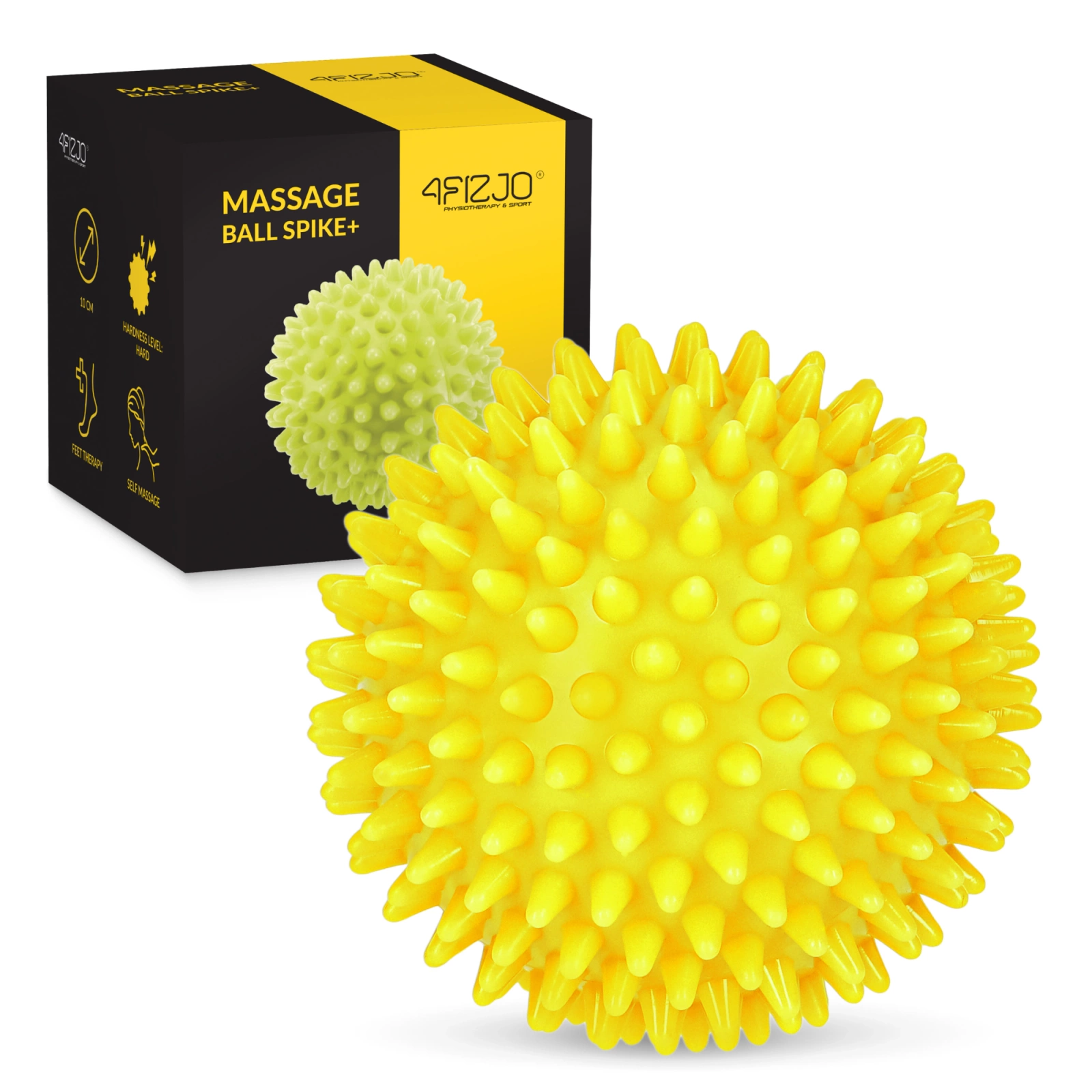 4FIZJO SPIKE+ Spiky Massage Ball for Deep Tissue Release, 10 cm, yellow