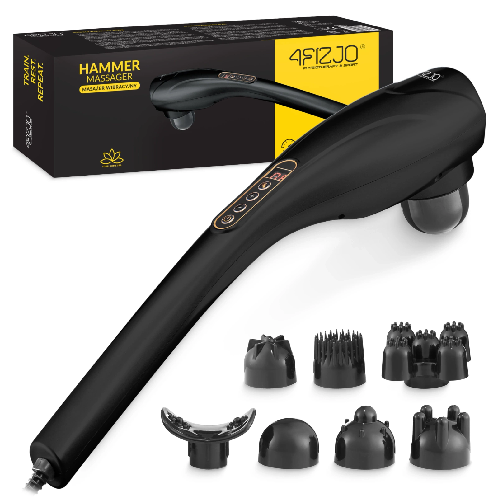 Handheld Vibrating Body Massager 4FIZJO Long Stick, Black