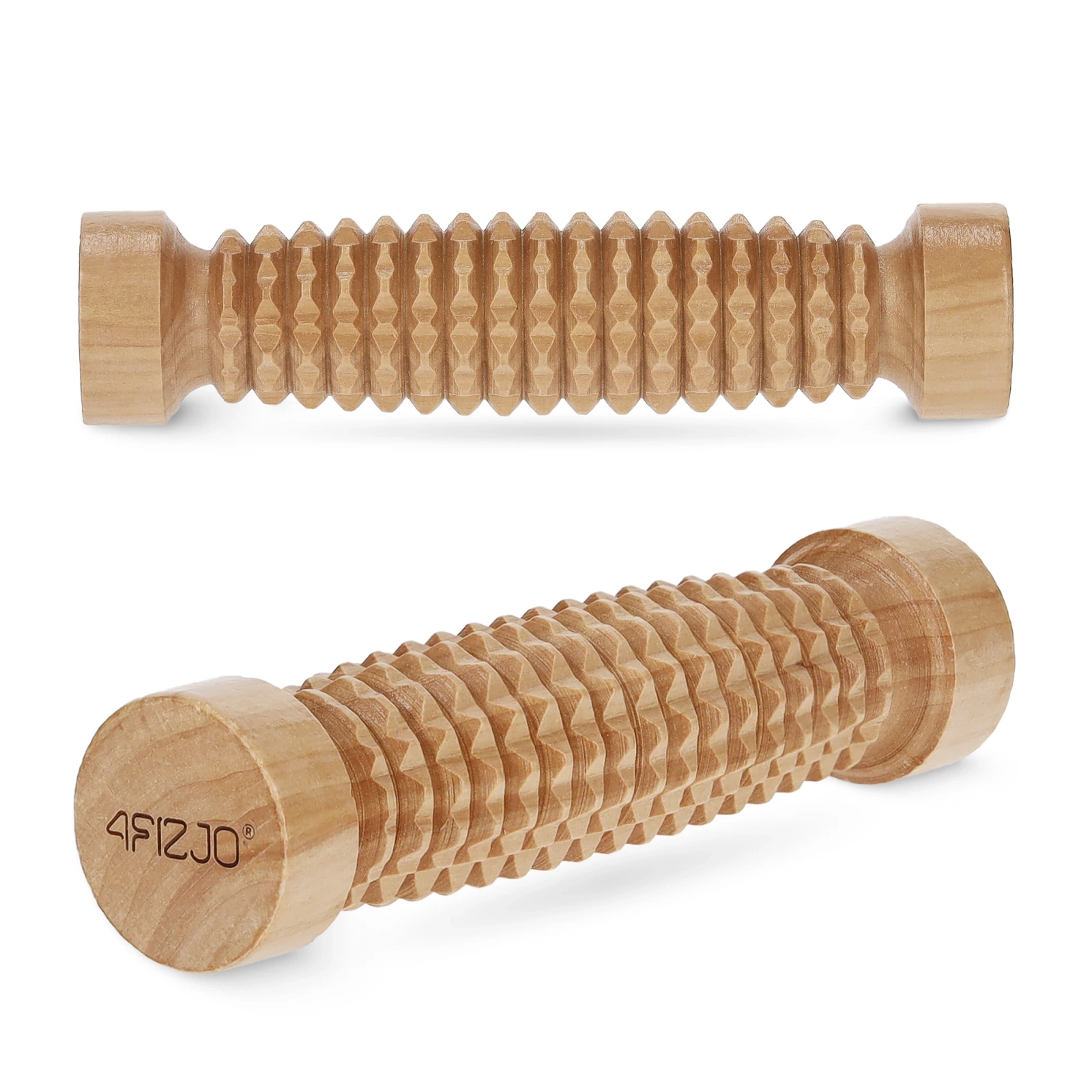 Wooden Spiked Massage Roller for Body and Feet 4FIZJO