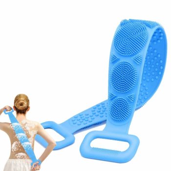 Bath Sponge Shower Body Massager Silicone Brush, Blue