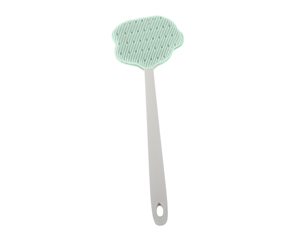 Silicone Shower Body Massager Back Scrubber Brush with Handle, Green (4)