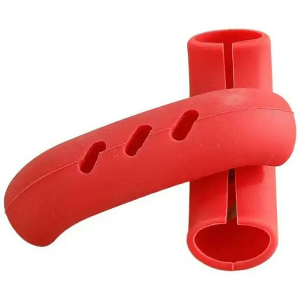 Protective Pot Handle Covers, Set of 2, Silicone, Red (3)