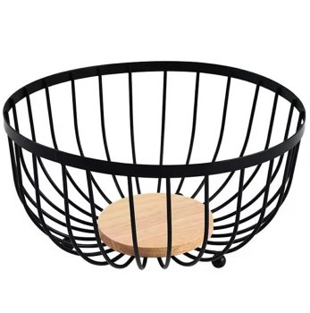 Stable Metal Fruit Bowl on Legs for Kitchen Counter, Black