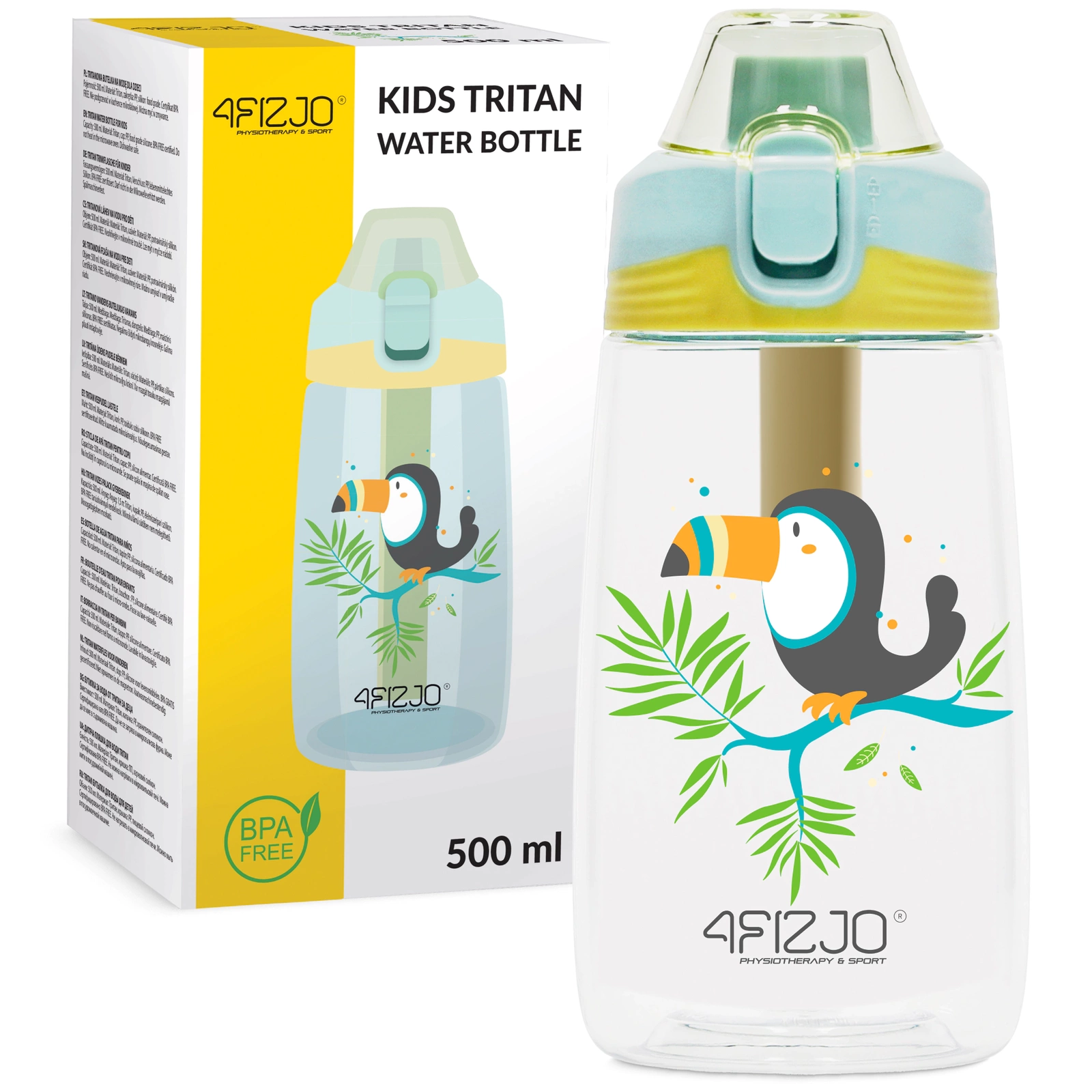 4FIZJO Kids Water Bottle TUKAN 500 ml, multicolor