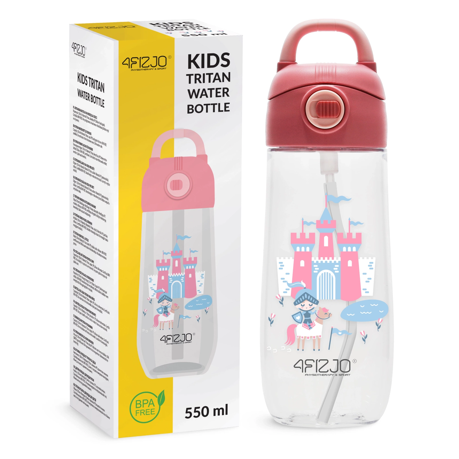 4Fizjo Kids Water Bottle Zamek, 550 ml, Multicolor