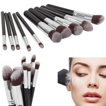 Professional 10-Piece Makeup Brush Set, Black