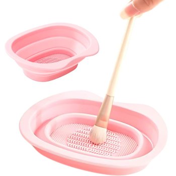 Silicone cleaning bowl for makeup brushes and sponges