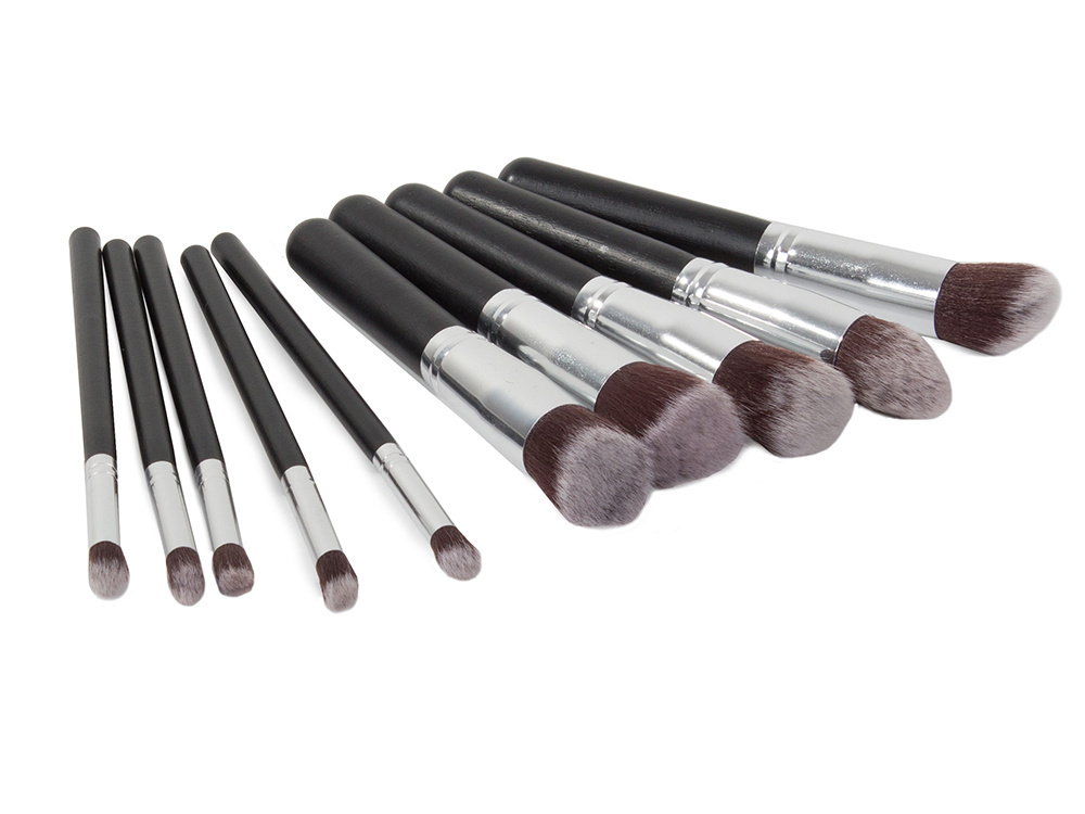 Professional 10-Piece Makeup Brush Set, Black (1)