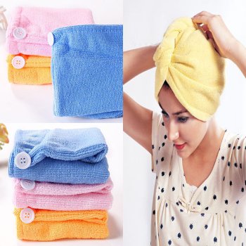 Microfiber Hair Towel Hat Turban Spa Cap, Blue