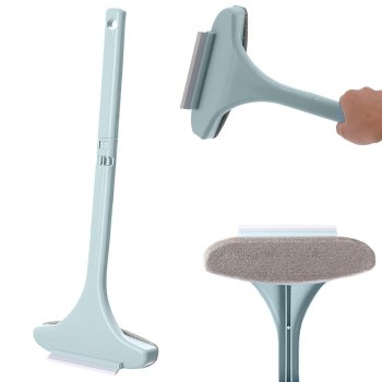 Universal window cleaning brush with squeegee 2-in-1, green