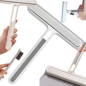 Window squeegee with handle and groove brush, 22 cm