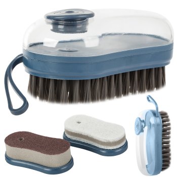 Cleaning brush with liquid dispenser, 3 interchangeable heads