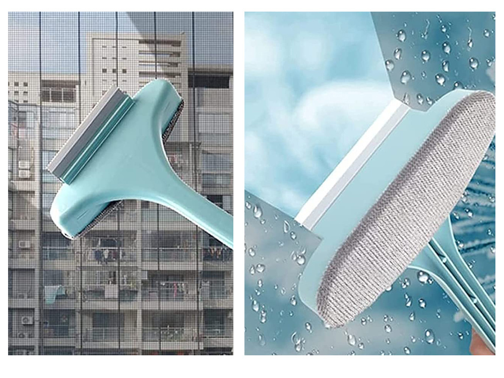 Universal window cleaning brush with squeegee 2-in-1, green (1)