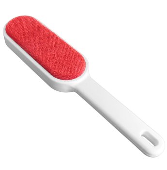 Double-sided clothes cleaning brush with long handle, grey-red