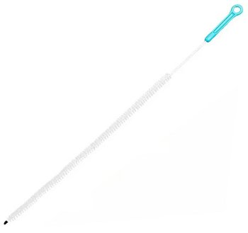 Compact cleaning brush for drains and radiator gaps, white-blue