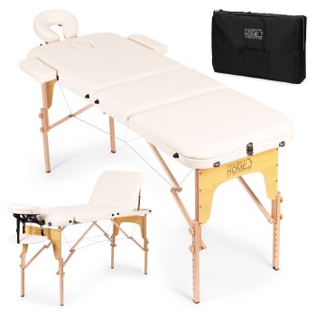 ModernHome 3 Section Wooden Portable Massage Table for Therapy with Carry Case