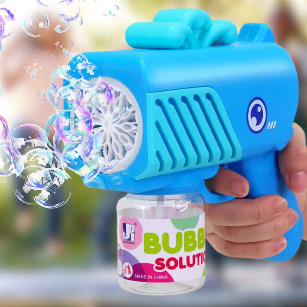 Whale Bubble Gun Blower with Solution and Lights for Kids, Blue (2)