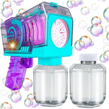 Automatic Soap Bubble Generator Pistol Gun + 2 Liquid Cartridges