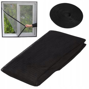 Mosquito Mesh Net Anti-Insect Screen for Windows - 130x150cm, Black