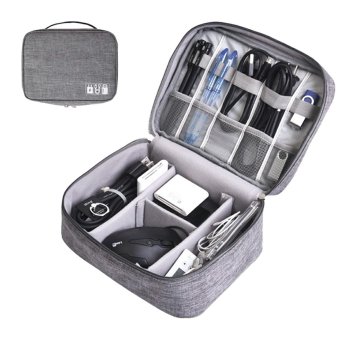 Dustproof Cable Storage Bag Cord Organizer Pouch, Gray