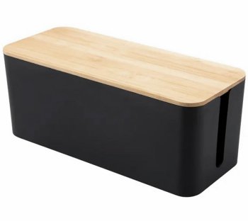 Cable Management Box and Cord Organizer for Power Strips, Black