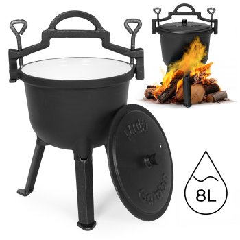 Enameled Cast Iron Cauldron 8L Campfire Pot MultiGarden
