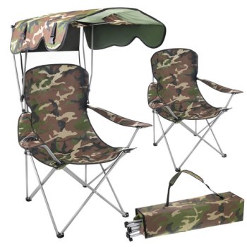 Folding Fishing Chair Trizand Panama with Canopy, camo