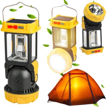 Rechargeable Solar LED Camping Lantern with Hanging Hook, 5 Modes