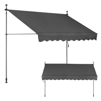Balcony Sun Awning 300x120 cm Adjustable Height MultiGarden, Grey