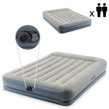 Intex 64118 Double Air Mattress with Built-in Electric Pump, 203x152 cm
