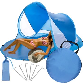 Large Self-Opening Beach Tent with UV Protection, Blue