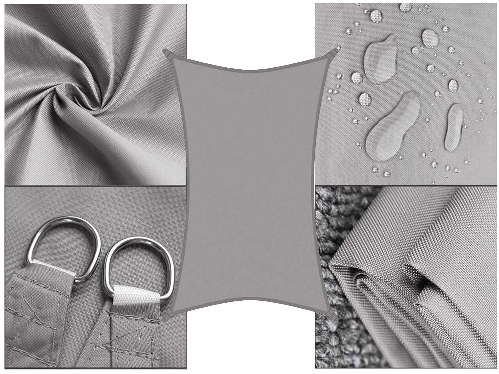 Garden Patio Waterproof Sun Shade Sail Awning Canopy 3x2m, Gray (3)