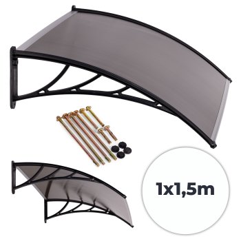Door Canopy 150x100 cm Polycarbonate Entrance Awning Rain Shelter MultiGarden
