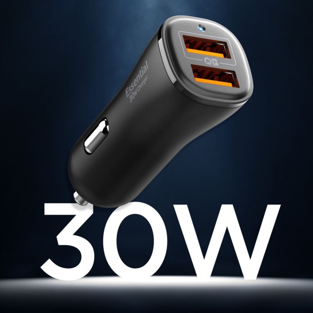 Spigen Essential EV302 30W 2-Port USB-A Car Charger - Black (3)